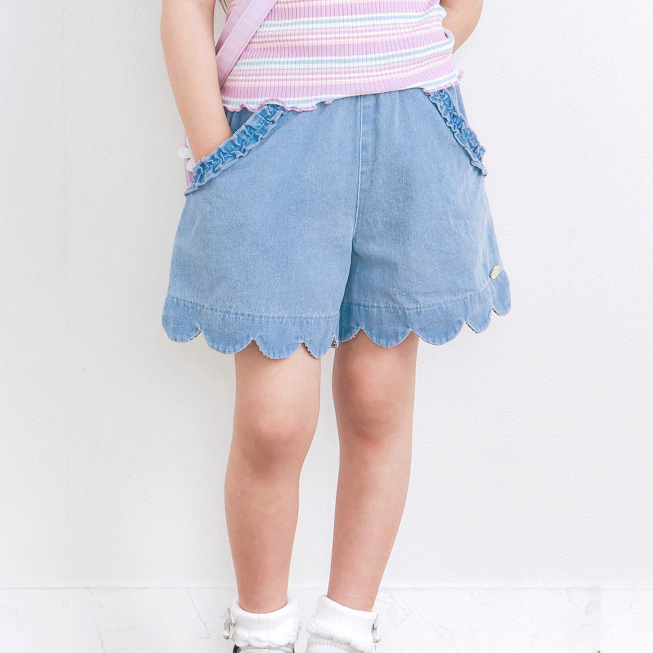 裾スカラップポケットフリルショートパンツ(90~130cm)[品番