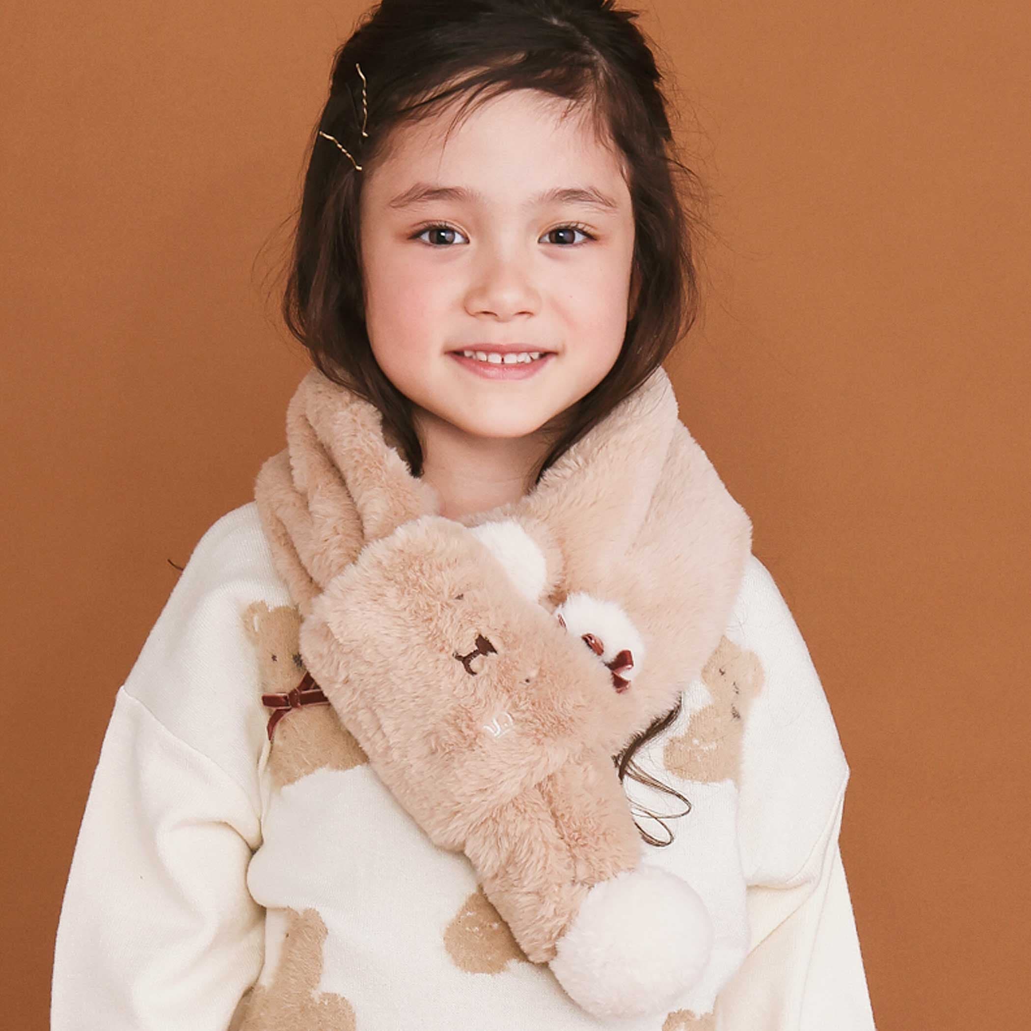 ネコウサギクマアニマルモチーフふわふわファーマフラー[品番