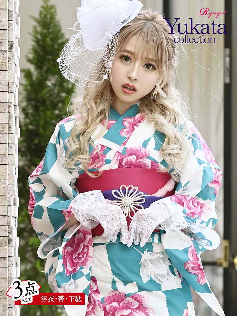 浴衣 薔薇 白[品番：RV000007905]｜Ryuyu（リューユ）の