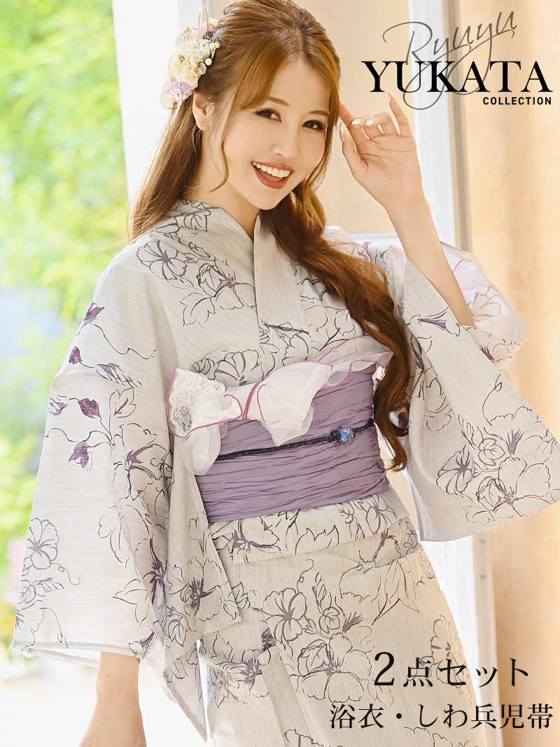 浴衣 白 朝顔[品番：RV000011197]｜Ryuyu（リューユ）の