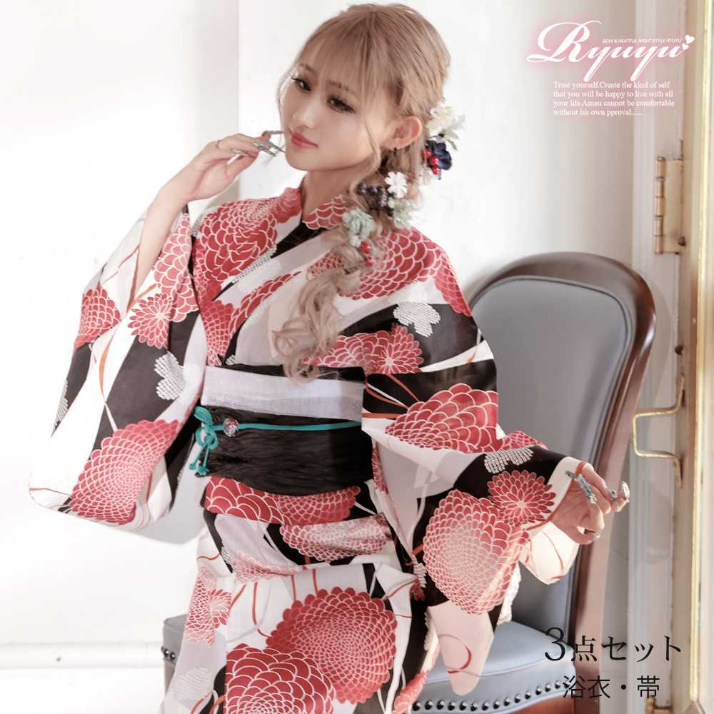 新品未使用　Ryuyu 浴衣セット　帯板付き 浴衣 浴衣セット 大人浴衣[品番：RV000008749]｜Ryuyu（リューユ