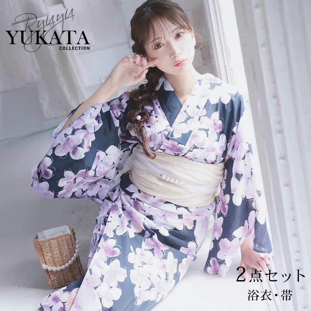 浴衣 ネイビー 紺[品番：RV000012098]｜Ryuyu（リューユ）の