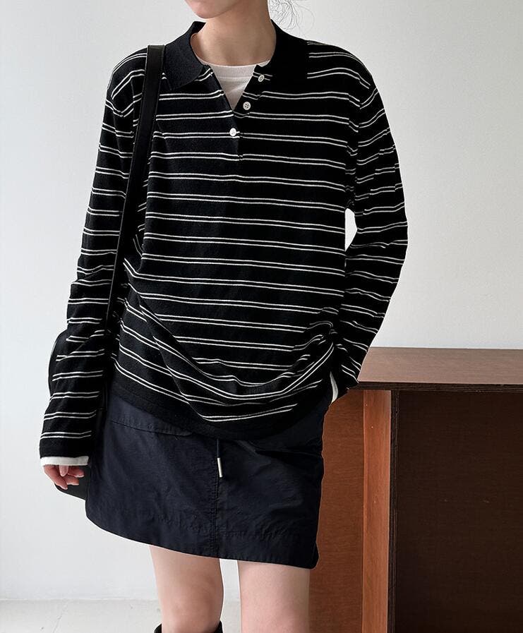 ストライプニットポロシャツ[品番：UZ000011069]｜Bifrost