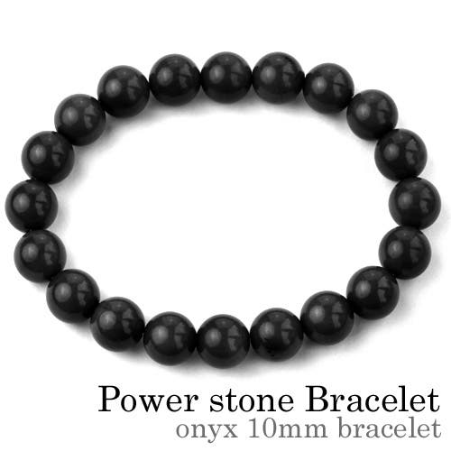 オニキスブレスレット10mm玉パワーストーン天然石Binichビニッチ