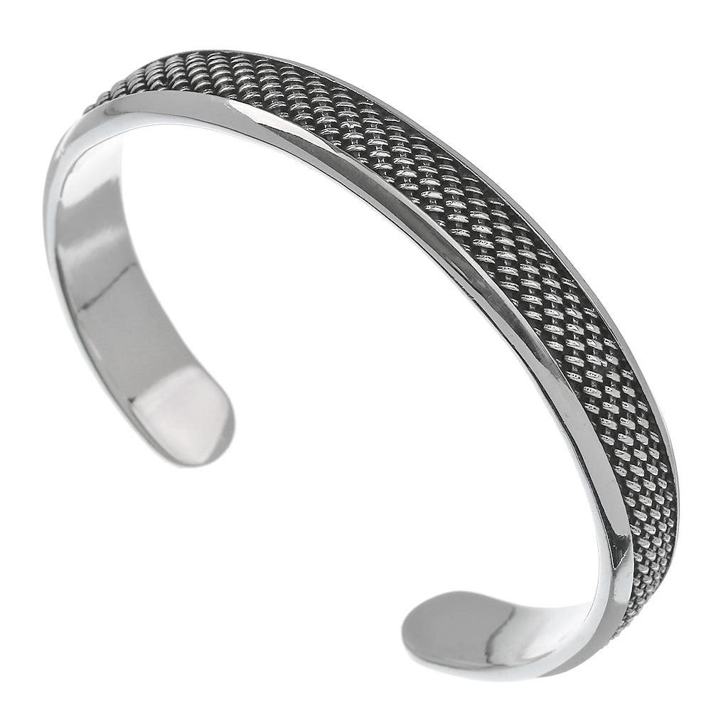 クロスメッシュバングルシルバーアクセサリーブレスレットメンズ