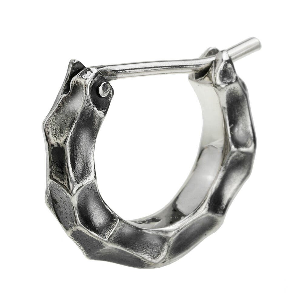 シルバー925 Sterling タタキデザインフープピアス/槌目