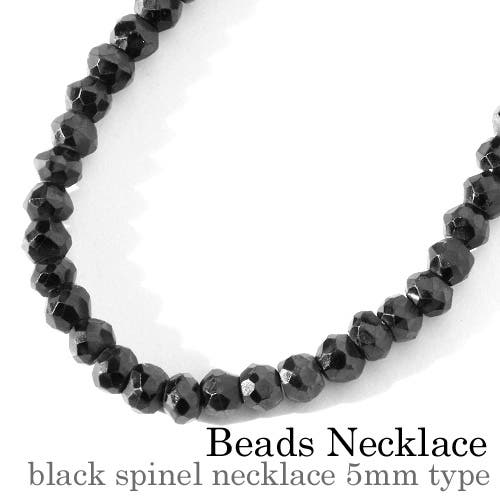 太めブラックスピネル5mm幅ネックレスメンズ5cmアジャスター調節人気
