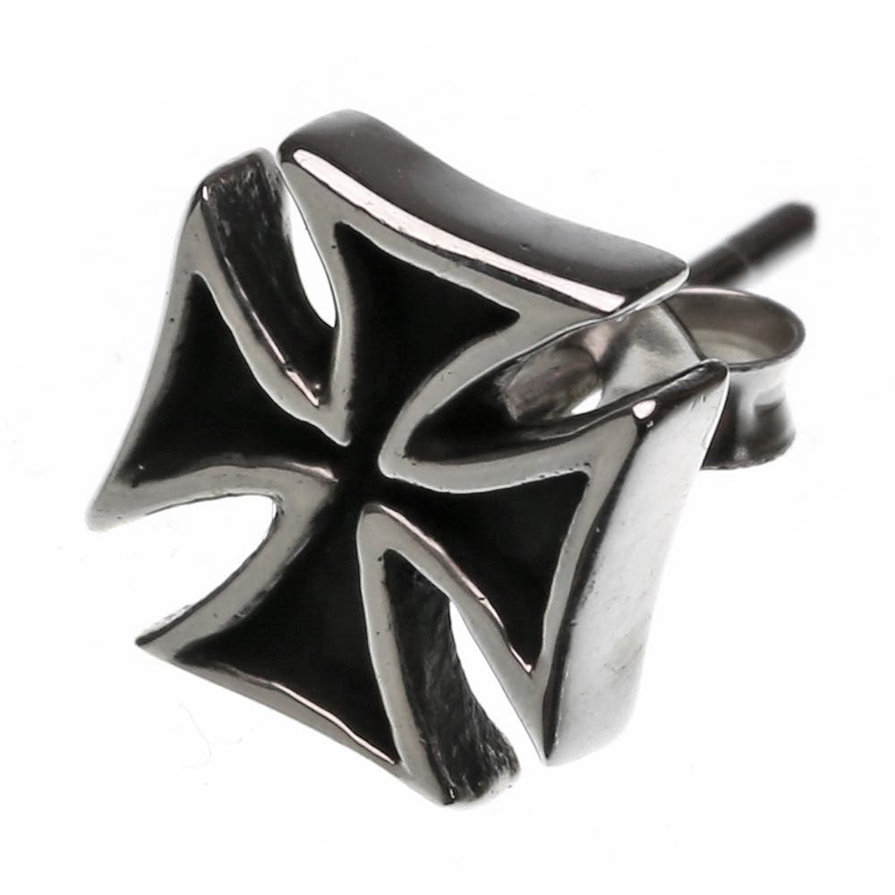 アイアンクロススタッドピアスメンズシルバー925アクセサリー