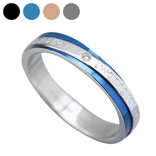 color88単品販売カラースパイラルスチールリングブラックシルバー