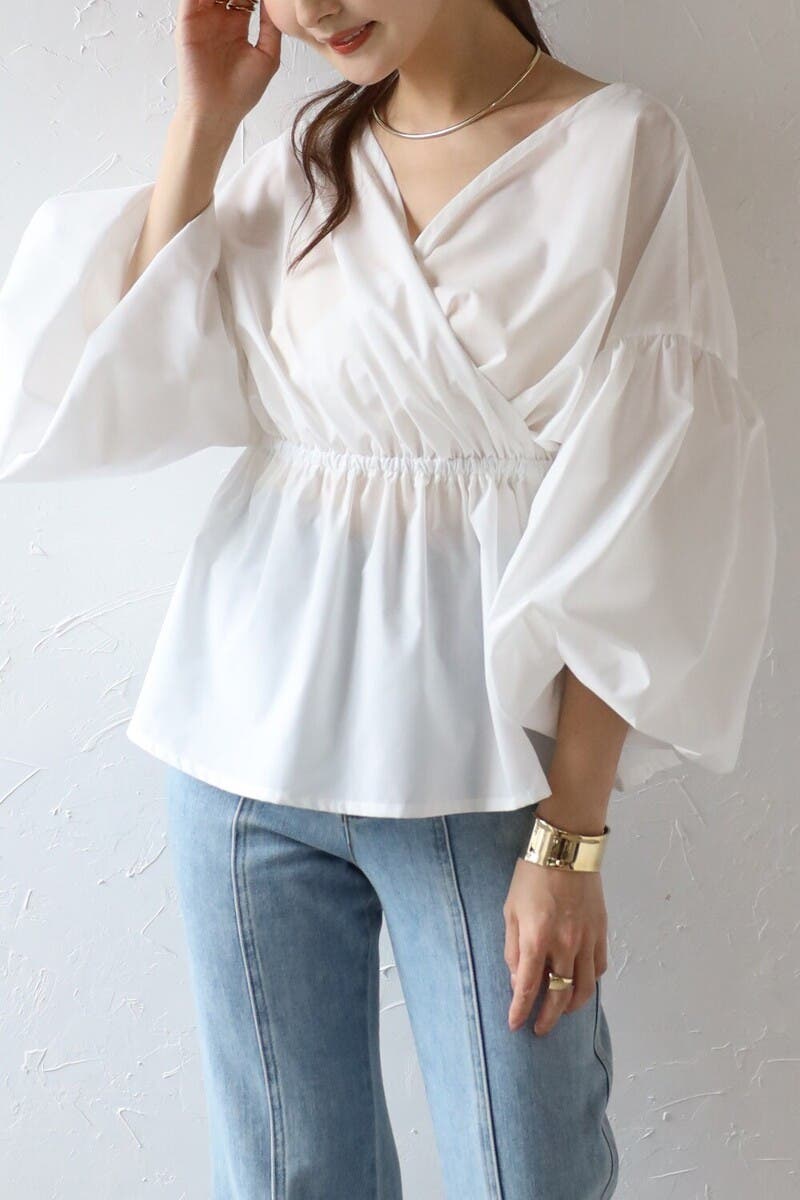 前後2WAYカシュクールブラウス 88-004022[品番：BLEW0008588]｜BONJOUR