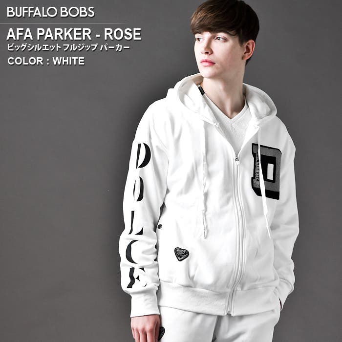 BUFFALOBOBS ジップアップパーカー　英文字　ラメデザイン　お兄系 AFA PARKER ROSE(AFA[品番：BFLM0000405]｜BUFFALO BOBS（バッファロー