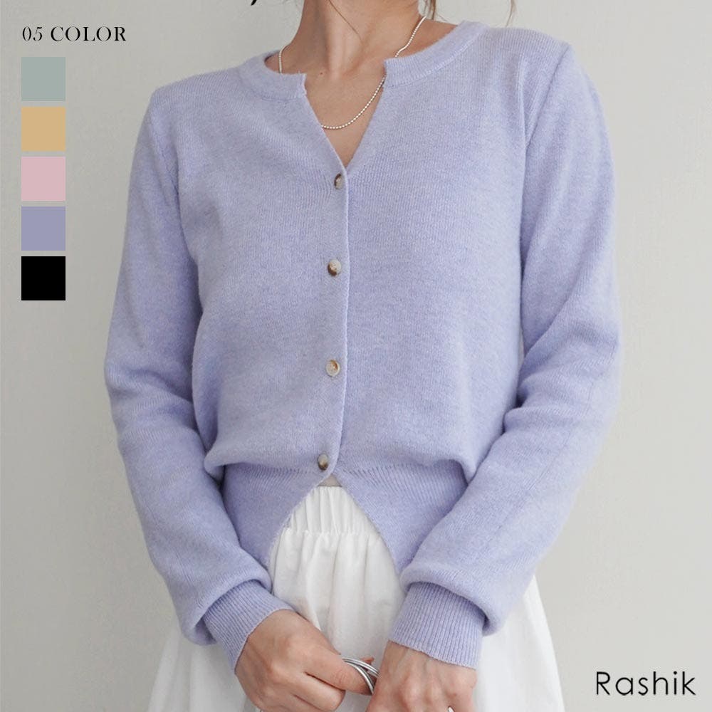 キーネックボタンカーディガンRashik カーディガン 大人