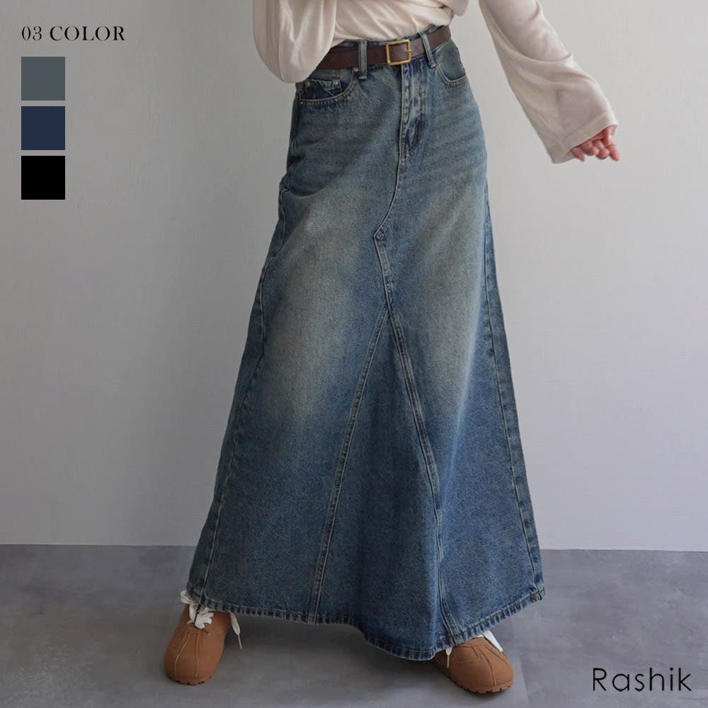 AラインフレアデニムスカートRashik スカート 大人カジュアル[品番
