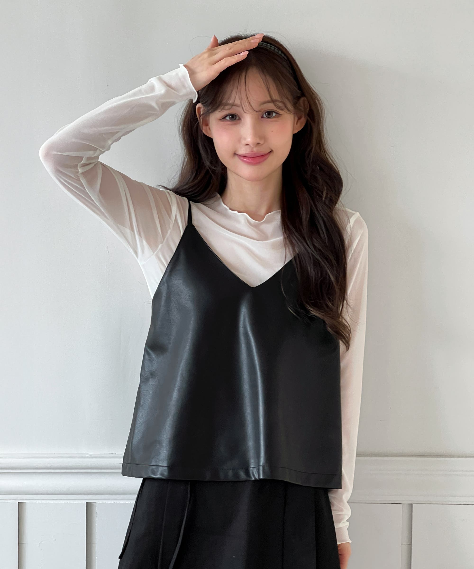 2Set 着用動画あり 2色展開】レイヤードTシャツ+ビスチェセット[品番