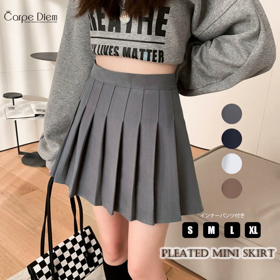 プリーツミニスカート インナーパンツ付き ショート丈スカート[品番