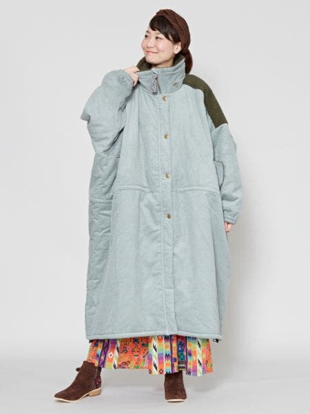 チャイハネ】コーデュロイ＆ボア 中綿ロングコート[品番：ACNW0013484