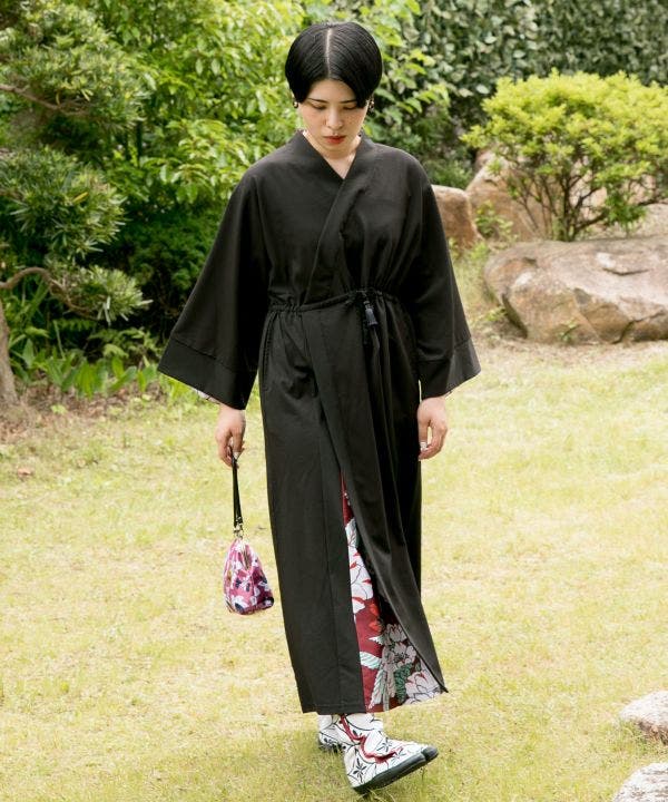 着物 着物 単衣 近江ちぢみ 長板染め 鹿の子絞り風 笹 緑 紫 黒 レディース