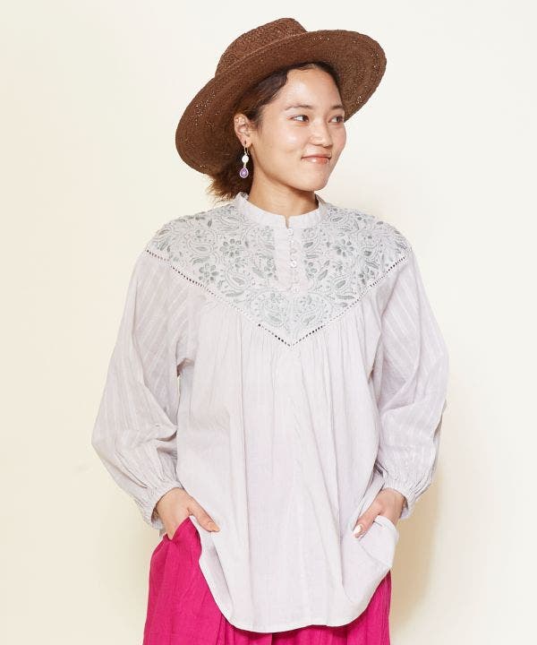 「チャイハネ」ラクノウ刺繍トップスM レディース チャイハネ 「チャイハネ」ラクノウ刺繍トップスM レディース