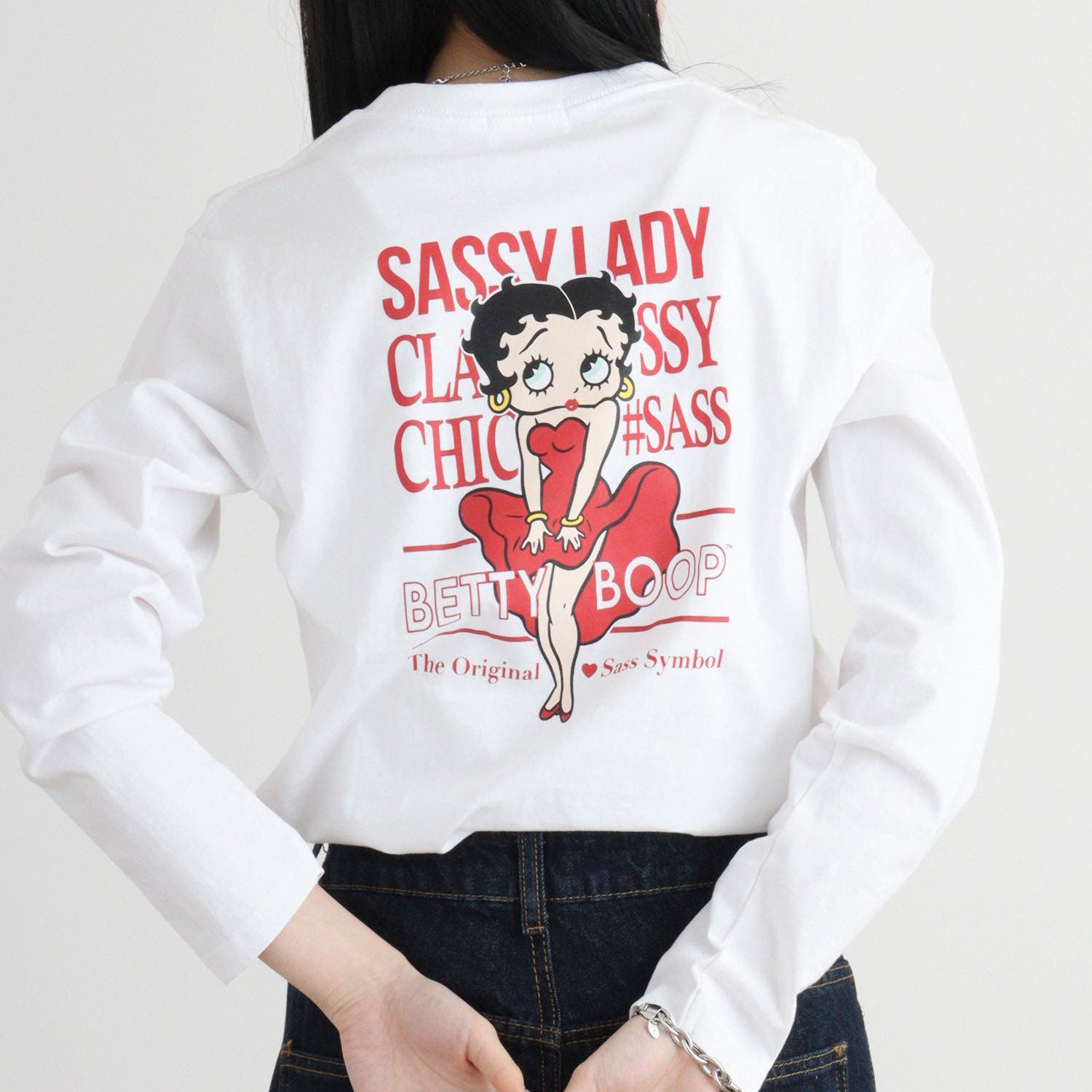（43）ベティ・ブープ 長袖Tシャツ ホワイト BETTY BOOP（ベティ ブープ） tシャツ 「Betty Boop(TM) / ベティ