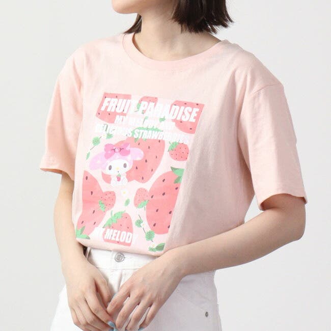 OLLEBOREBLA ピンクキャラクターシャツ Mサイズ&カットソー セット マイメロディ Tシャツ 半袖 Tシャツ フルーツ サンリオ キャラクターズ
