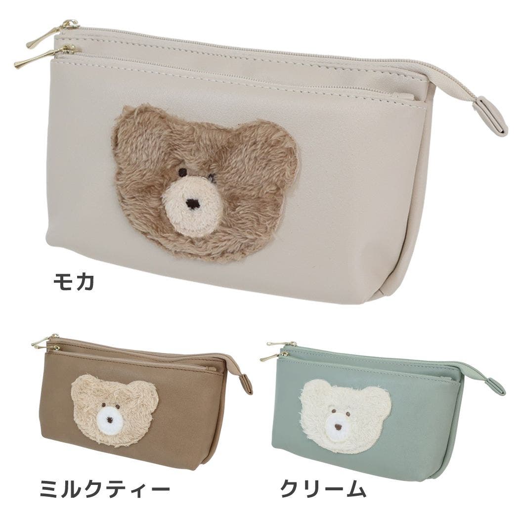 ミニウェットティッシュポーチ　クマとカフェ　茶　スタバ好きにも☆ qla-68001-03.jpg