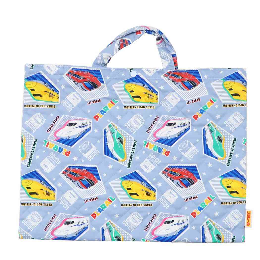 カトラリーケース【裏撥水】新幹線 水色☆ハンドメイド 蓋＆水切り付き