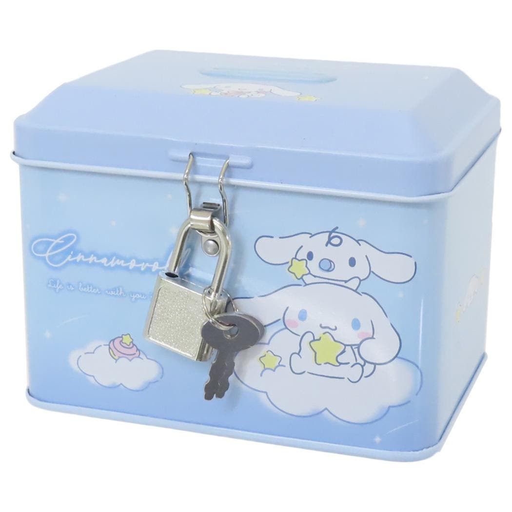 シナモロール　Cinnamoroll　カギツキヒミツBOX　鍵付秘密BOX　レア シナモロール 貯金箱 カギ付き缶バンク[品番：BREW0125952