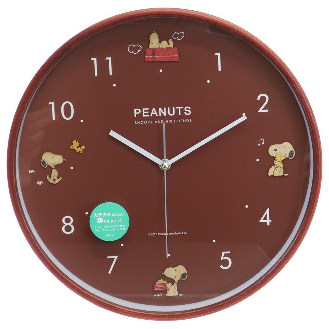 サンリオスヌーピー VNシリーズCHARACTERSofthe1960sクロック スヌーピー 壁掛け時計 ウッドパーツクロック[品番：BREW0148166