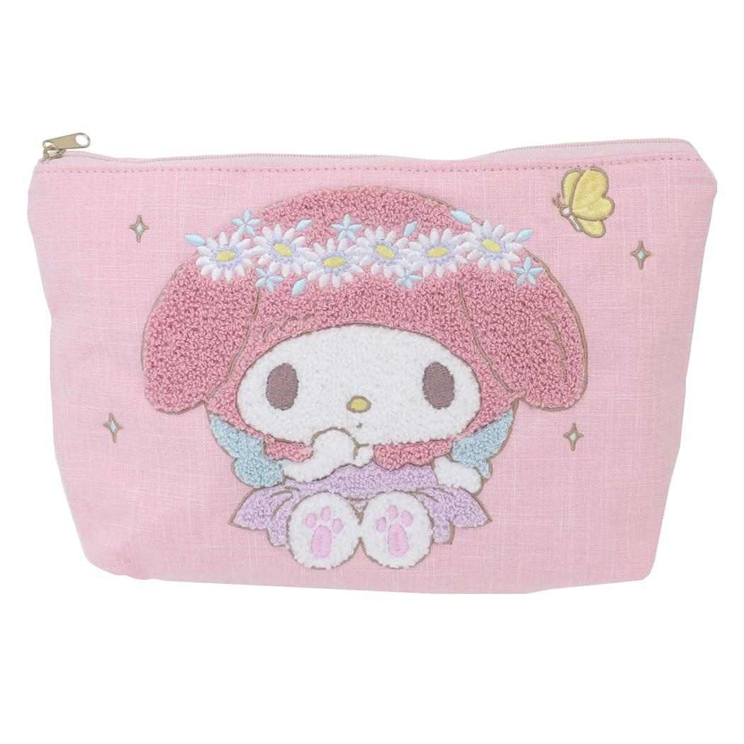 マイメロディ コスメポーチ サガラ刺繍フラットポーチ[品番