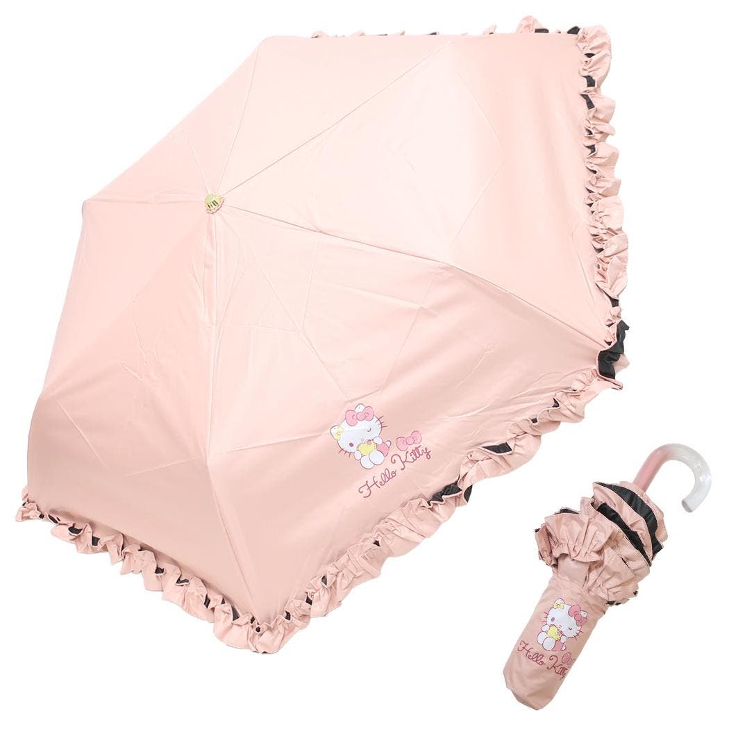 新入荷 ハローキティ 折りたたみ傘 晴雨兼用折畳傘フリルタイプ[品番 キーホルダー・アクリルキーホルダー