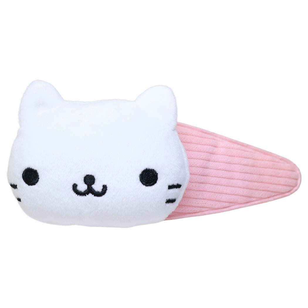 ぐでねこチャンとチェック柄ボタン　くすみ　ピンク　ヘアクリップ　サバトラ ipl-k5232b.jpg