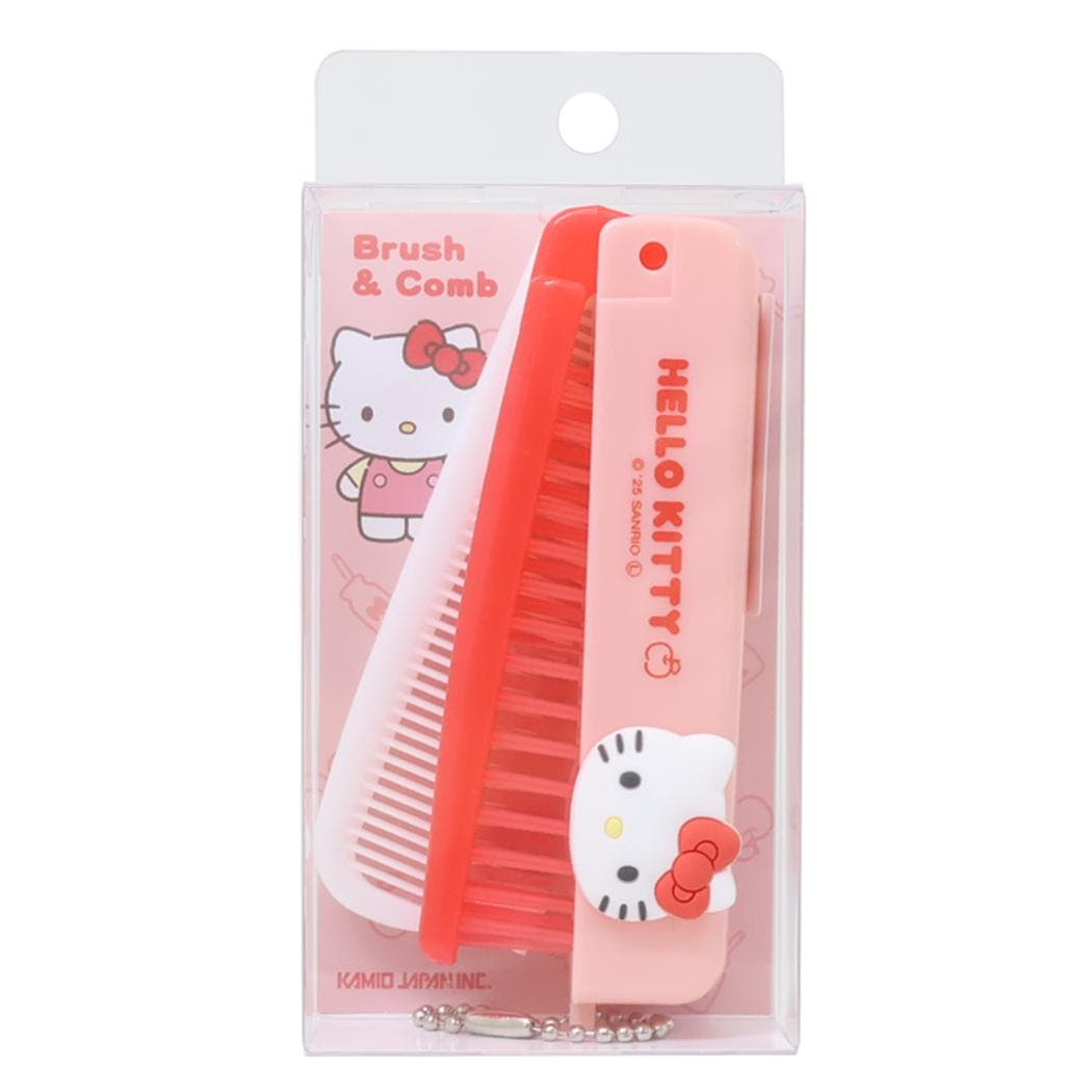 ハローキティ ヘアブラシ ぷっくり折りたたみブラシ＆コーム[品番