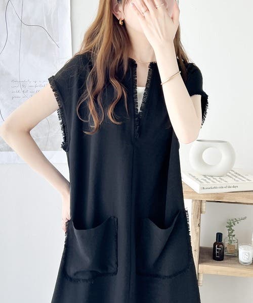 CARVEN ☆ ノースリーブ Vネックプリント ワンピース 花柄プリント/Vネック/ノースリーブ/Aライン/ワンピース/S22158