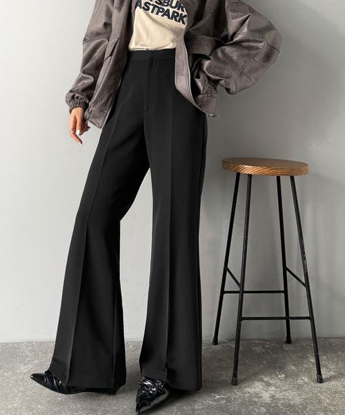 MARK & LOA ブラック フレアパンツ 40 LE PHIL(ル フィル)｜ハイストレッチタックフレアパンツ/ブラック の