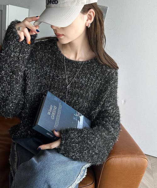 本格派ま！ 上品に煌めく。シャイニーラメゆる編みメッシュニットプル その他