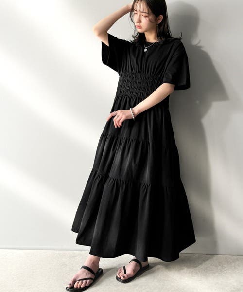 STYLE DELI｜94cm丈コットン質感ワッシャーティア-ドスカート