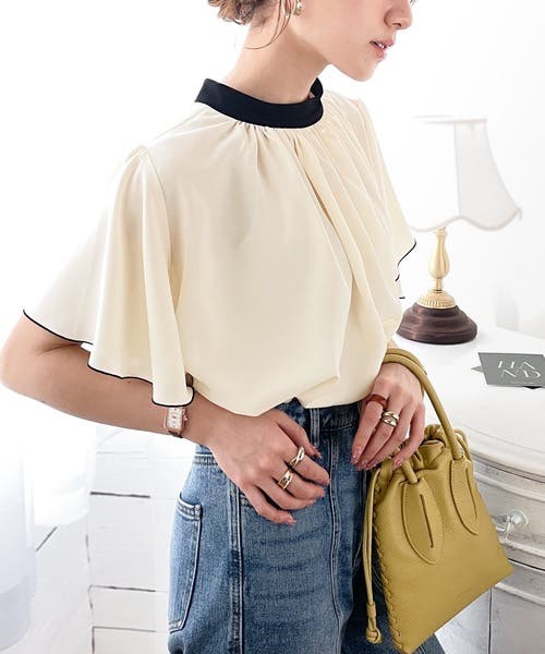 美品　ADORE ドラマ着用　アソート　バイカラー　ブラウス　長袖 バイカラーギャザーブラウス レディース 春 秋 長袖 M L ≪ゆう