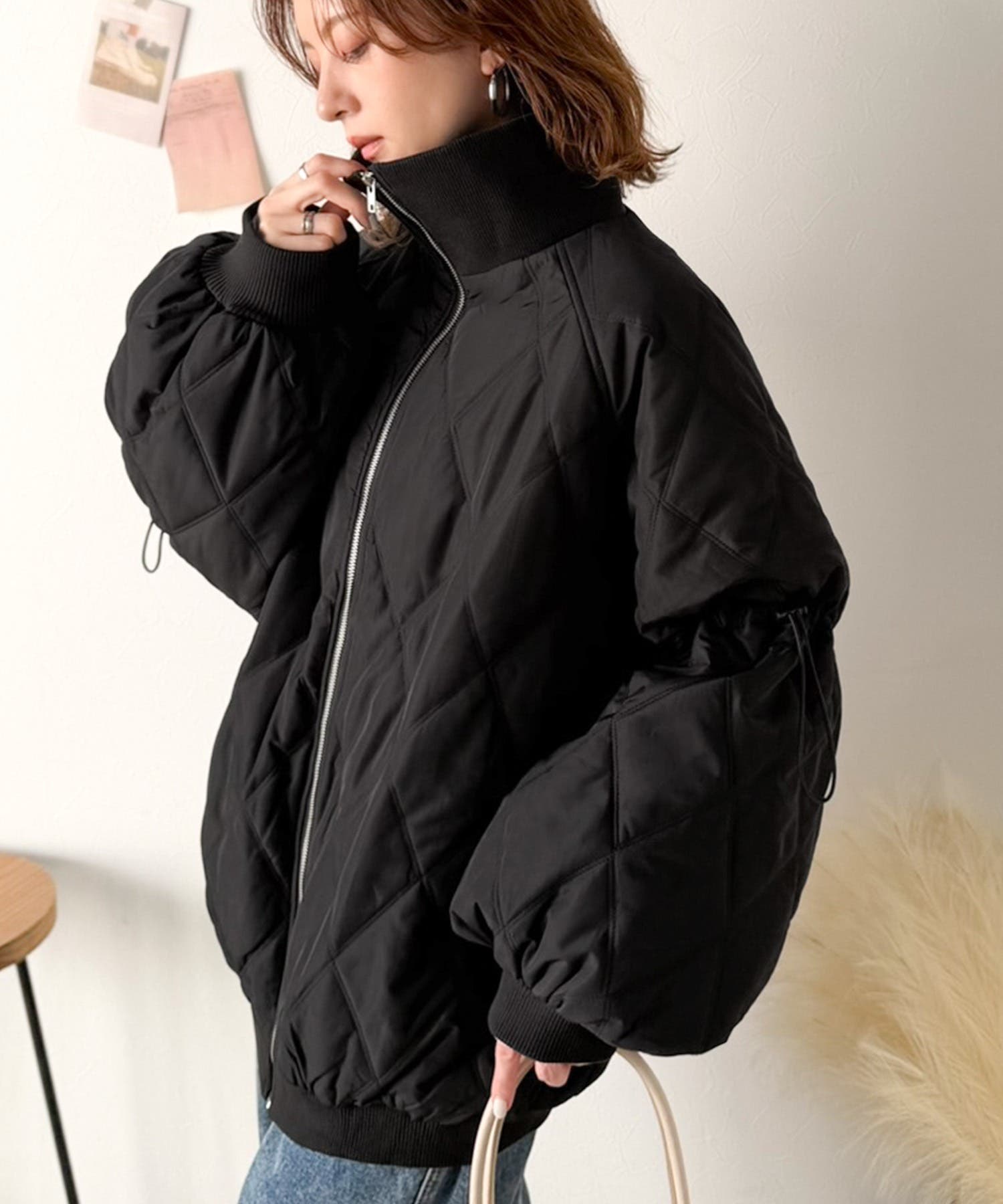 大人カジュアルの主役。ダブルキルティング袖ドロスト中綿ジャケット