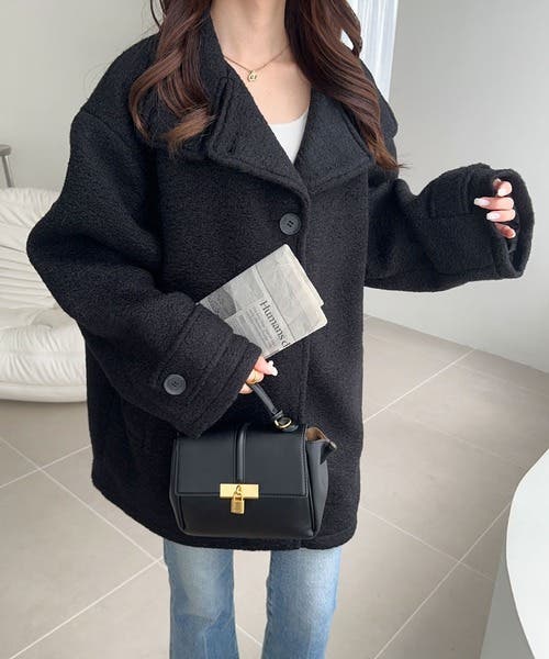 秋冬の味方！ウールライクスタンド2WAYカラーリングニットコート[品番