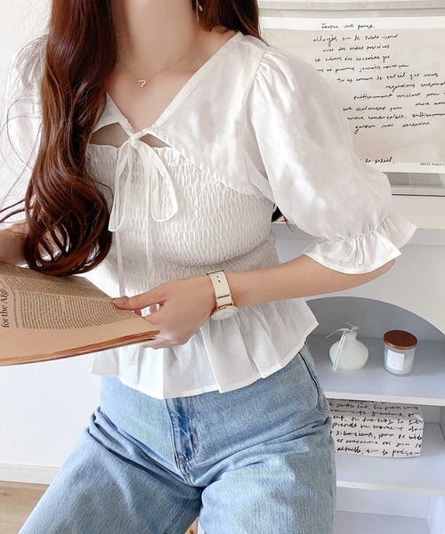 BEARDSLEY  2way シャーリングカフスブラウス シャーリングカフスブラウス【WHITE】 – ELLIE