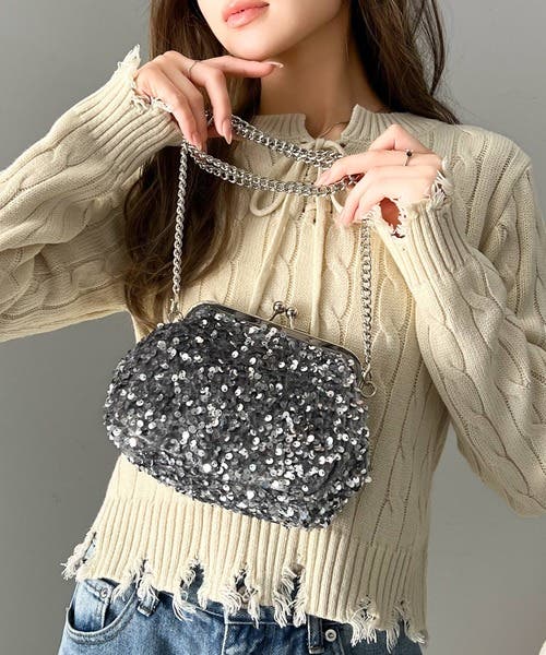 mily bilet】華やかに輝く。スパンコールがま口ショルダーバッグ[品番