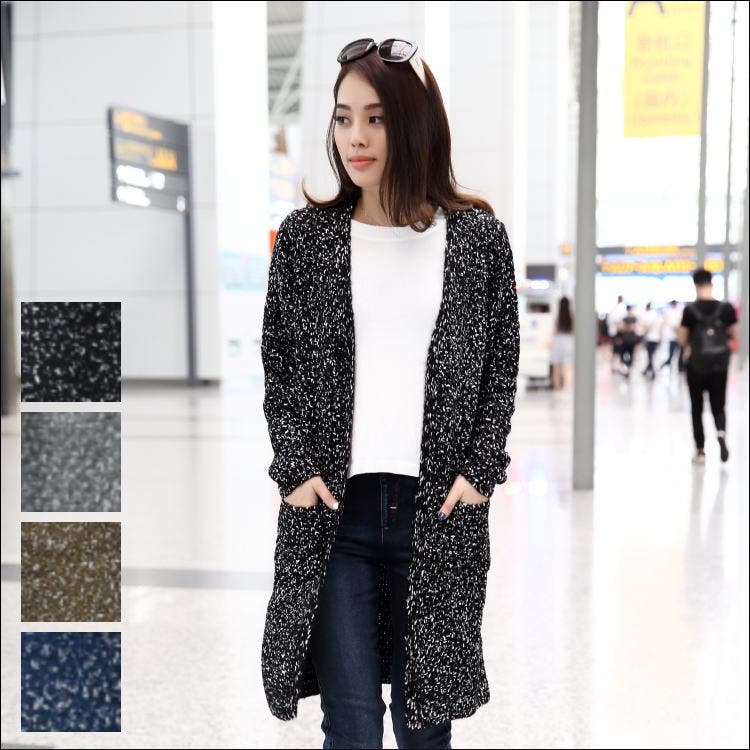 希少✨極美品ルネパール ロングニットコートカーディガン バイカラー現行近年モデル コーディガン ロング ニットコート[品番：CLVW0000504]｜CLOVERDEPOT