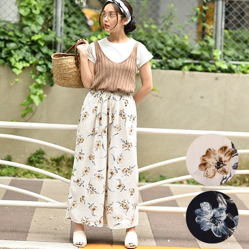 【グレースコンチネンタル】　パンツ　ガウチョパンツ　花柄　ボタニカル　36 グレースコンチネンタル】 パンツ ガウチョパンツ 花柄