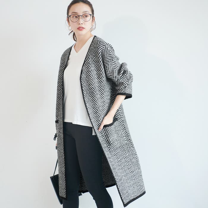 PRISTINE ヘリンボーン柄 コーディガン 01-200604001-22.jpg