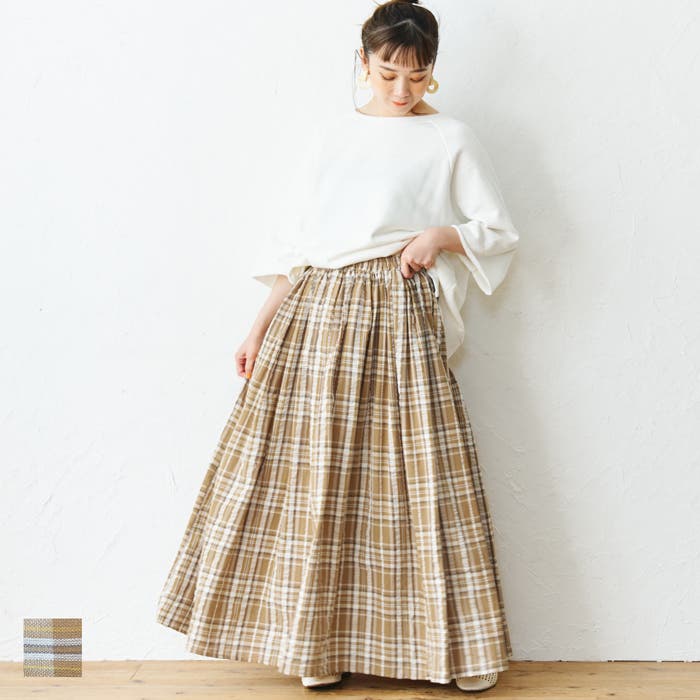 ロングスカート レディース チェックスカート[品番：PA000012434