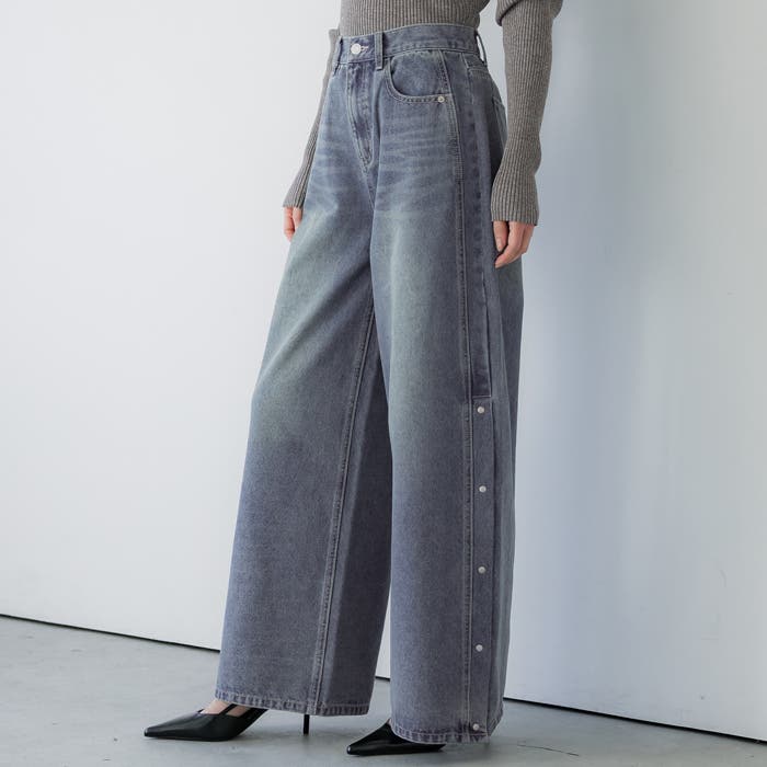 Vintage サイドボタン デザイン デニムパンツ 古着 Vintage サイドボタン デザイン デニムパンツ 古着オンライン