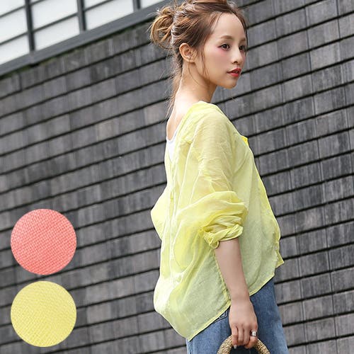 再入荷】きれい色薄手コットンシャツ 田中亜希子さん着用(ビタミン