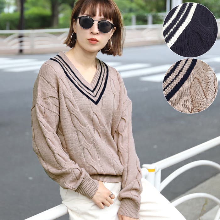 MidiUmi - 【美品】MidiUmi.チルデンニット ケーブル Vネック