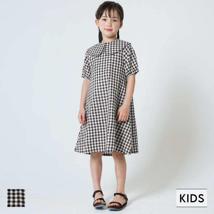 美品】AMICA kids ギンガムチェック ワンピース 4y-6y - メルカリ