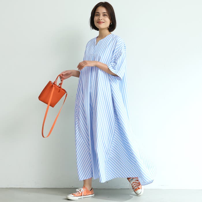 ストライプスキッパーシャツワンピース[品番：PA000012476]｜coca